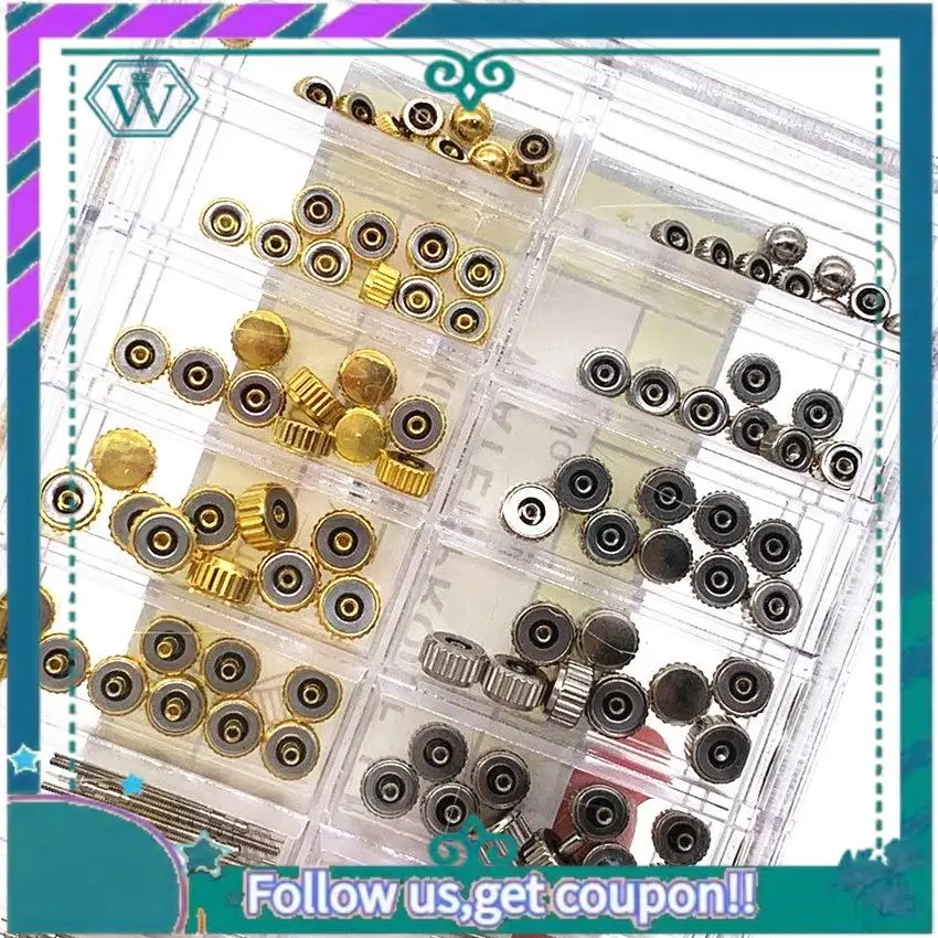 A09P 170 قطعة/صندوق ساعة تاج أجزاء استبدال متنوعة قبة شقة رئيس ساعة اكسسوارات طقم أدوات إصلاح اكسسوارات مجموعة أدوات #3