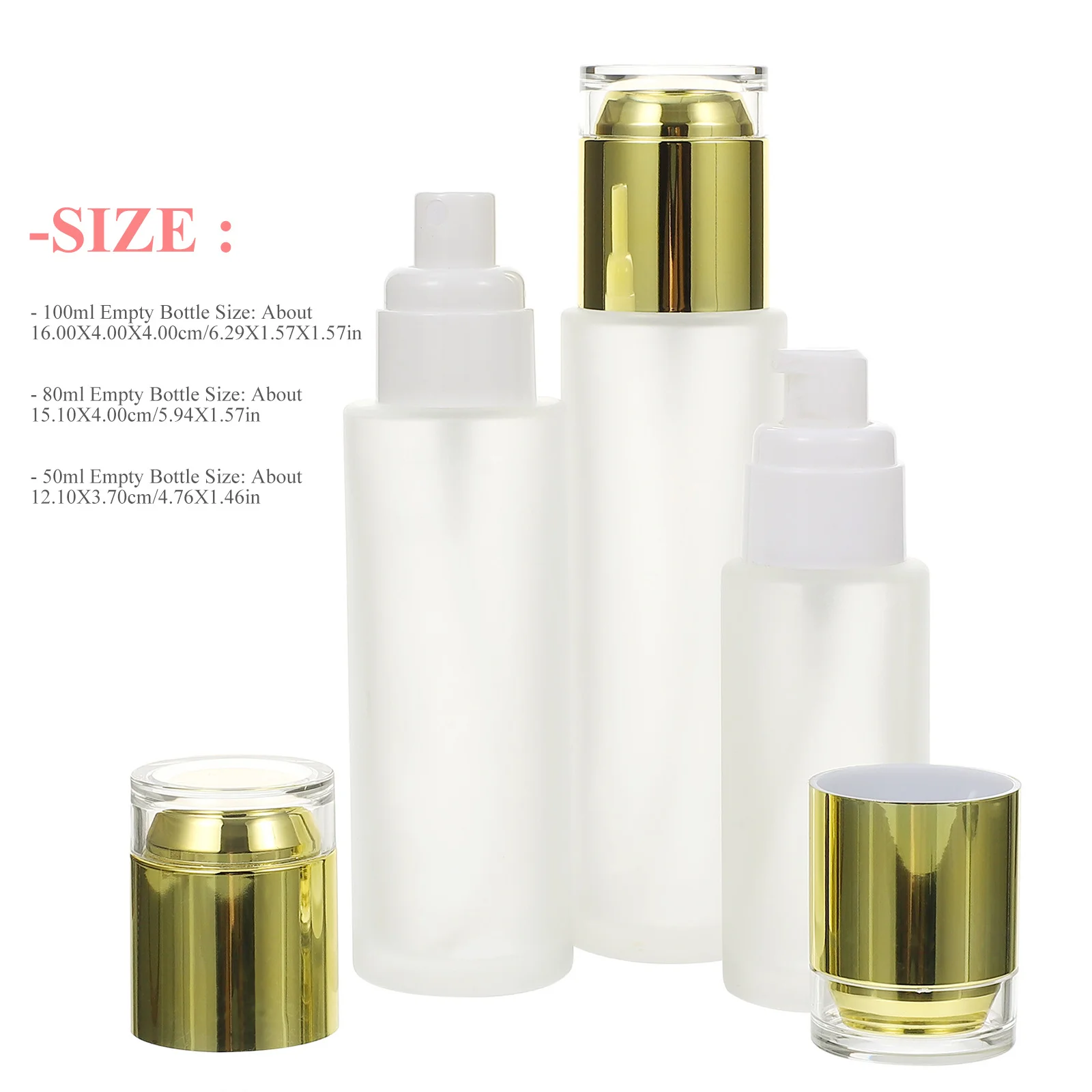 3Pcs Travel Refillable Bottles Set Frosted Glass Subpackaging Containers for Lotion Shampoo Shower Gel Dispensers Emulsion
