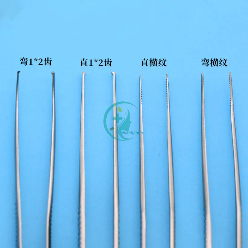 Aço inoxidável Pinça pálpebra dupla, Pinça Microscópica Eye, grão reto, oftálmica, médico cotovelo dente, 10 centímetros