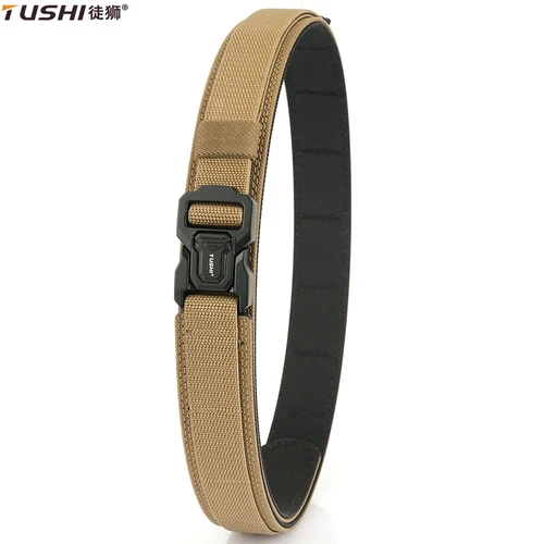 TUSHI, nuevo cinturón rígido para pantalones para hombres, hebilla de Metal, cinturón táctico militar de liberación rápida, cinturón informal de nailon grueso, faja masculina