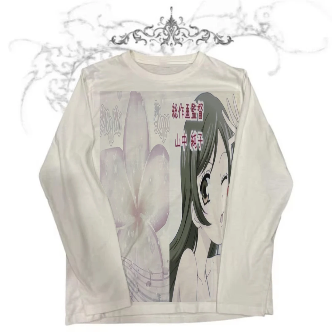 

Kpop Graphic Tees Y2k Clothes Women Aesthetic Clothing T Shirt for Women Goth 90s Clothes Vintage Long Sleeve Woman T-shirts