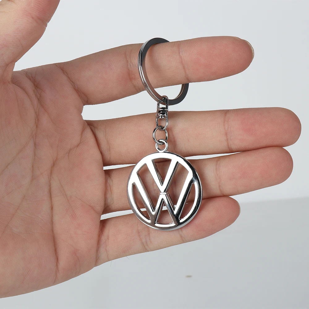 Volkswagen anahtarlık logosu VW GTI için Tiguan Polo Golf 5 7 Passat Beetle araba Metal deri anahtarlık örgülü halat anahtar durumda anahtarlık