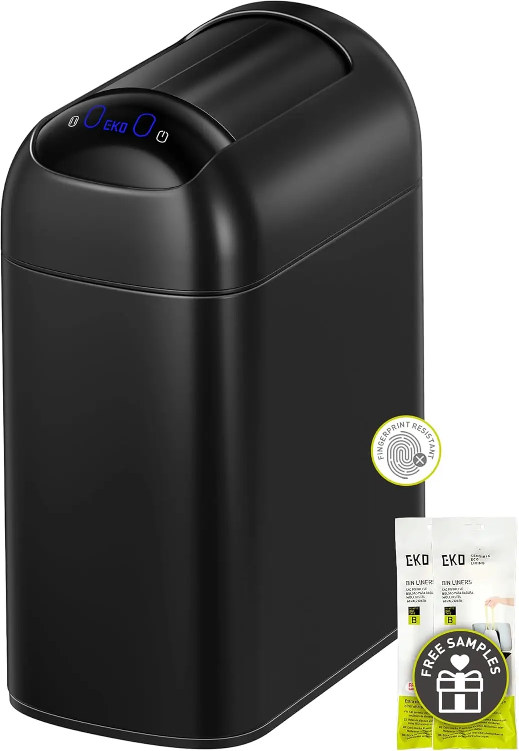 

Умное сенсорное мусорное ведро Slim, 10 л/2,6 галлона, с плавно закрывающейся крышкой, из нержавеющей стали, для ванной и офиса