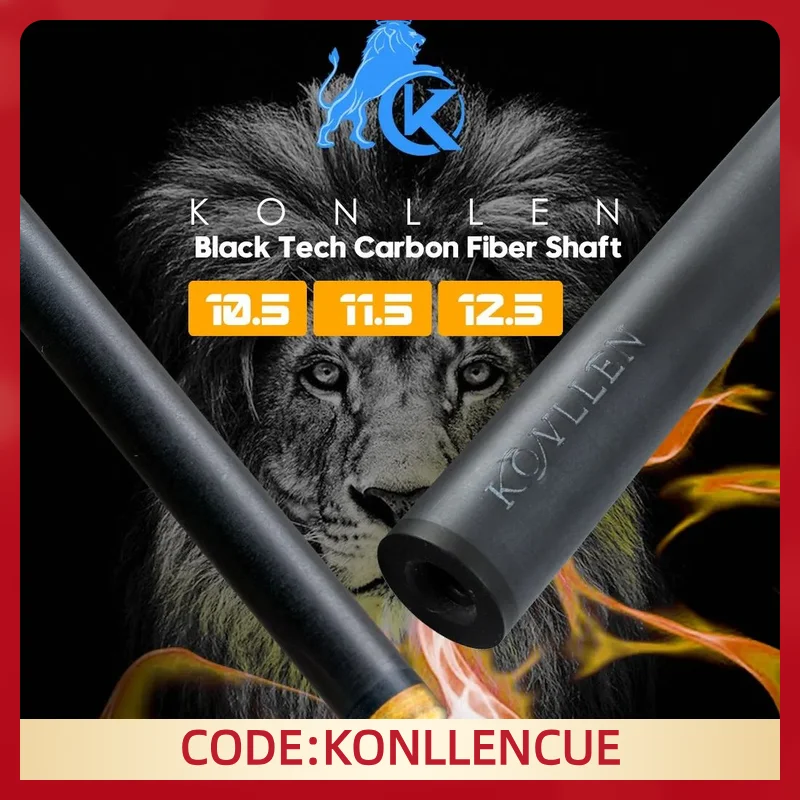 

KONLLEN Pool Cue Carbon Fiber Shaft with 3/8*8 /Uni-loc/ 3/8*10 pin Joint Low Deflection Single Shaft for Billiard Cue Stick