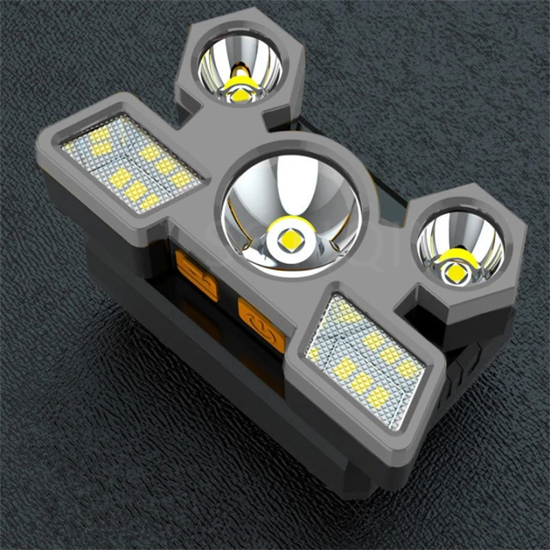 1- 10PCS 5 LED Headlamp Rechargeable with Built in 14550 Battery Strong Light Camping Adventure Fishing Head Light Flashlight