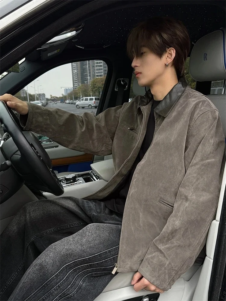 

Мужская куртка в американском ретро-стиле Detroit Workwear: весенне-осеннее высококачественное короткое пальто из вельвета и кожи, стильная повседневная верхняя одежда