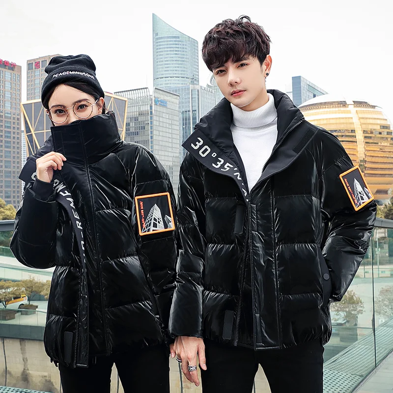 New Winter Men Dazzling Glossy Short Down Jacket Men's and Women's Same Coat Thick Warm 90% White Duck Overcoat