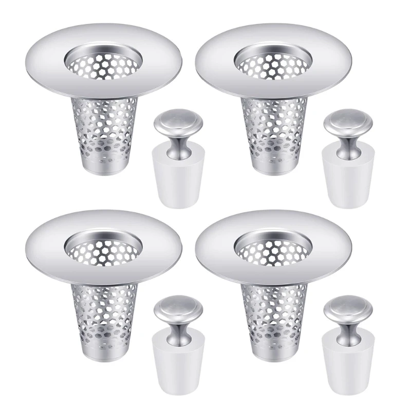 Multipurpose Sink Strainer Set with Cover Steel Bathtub Drain Strainer for House