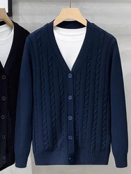 American Style Casual Knitted Sweater Men's Outerwear Fashionable Open Cardigan Long Sleeve V-Neck Business Casual Autumn New...