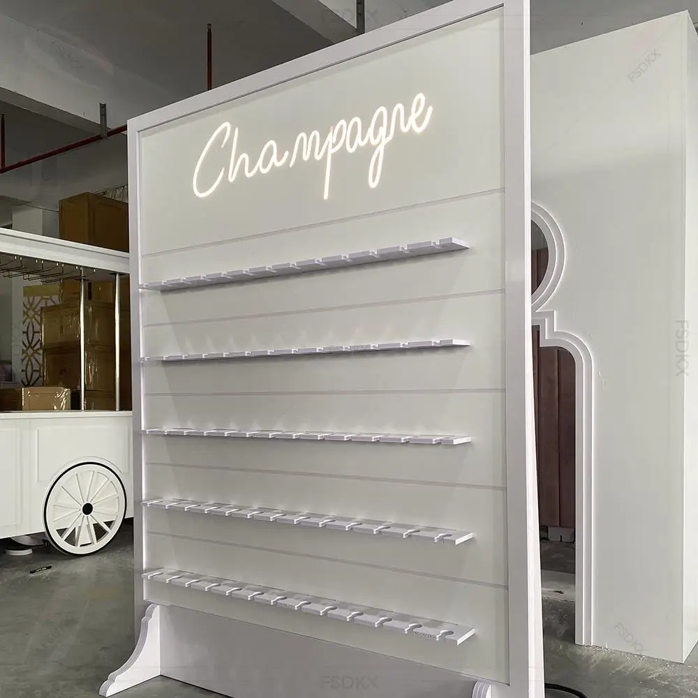 

FSDKX White Pvc Backdrop Photography Champagne Wall Arch Wine Glass Holder Stand Wedding Welcome Display Decoration Supplies