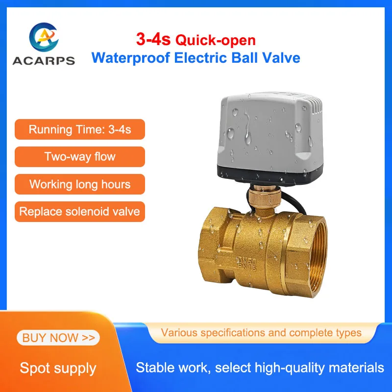 

DN15-DN50 3-4s Quick-open Electric Ball Valve Female Thread Brass IP65 Waterproof Motorized 2-Port Valves AC/DC 12V 24V 220V