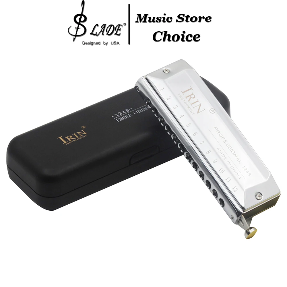 12-hole Harmonica 48-tones Chromatic Harmonica Silver Mouth Organ Professional Woodwind Instrument for Music Lover Beginner
