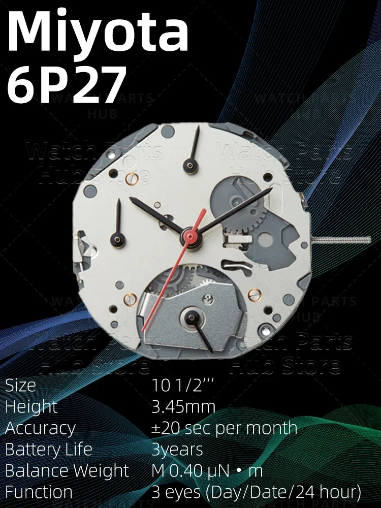 New Genuine Miyota 6P27 Watch Movement Citizen Original Quartz Mouvement Automatic Movement Watch Parts