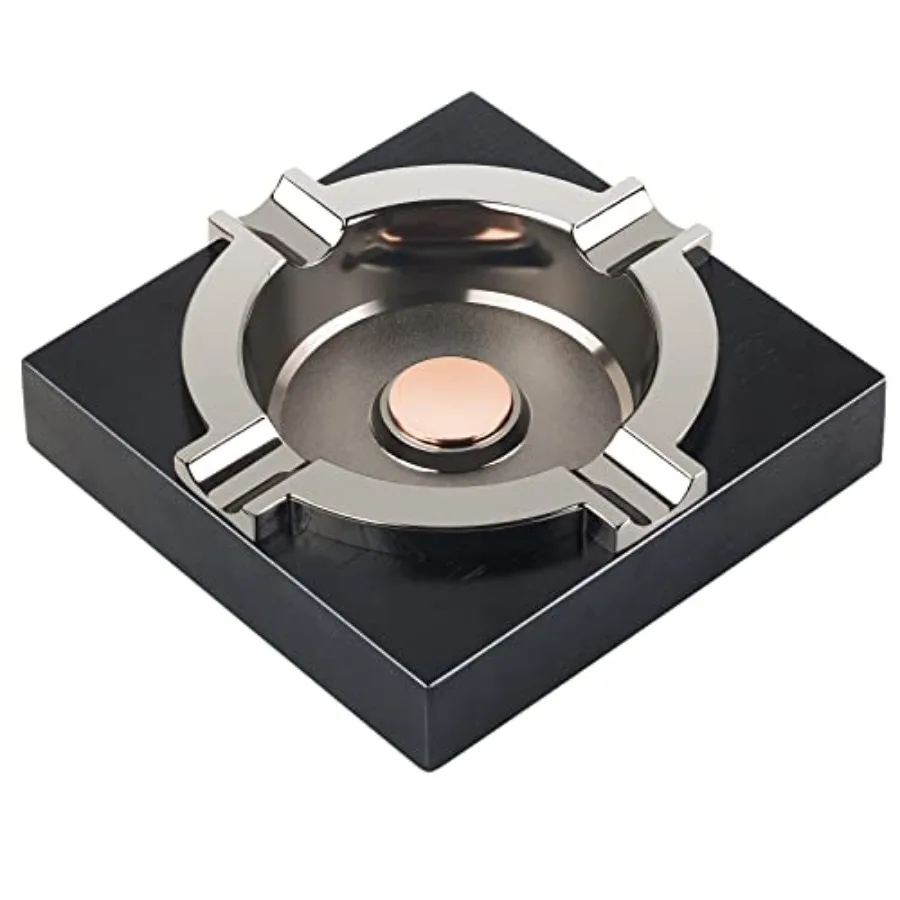 

Cigar Ashtray, Cool Ashtrays Cigar Gifts for Men, Metal Cigar Tray with Solid Wood Base Ash tray for Home/Office/Bar/Patio Deco