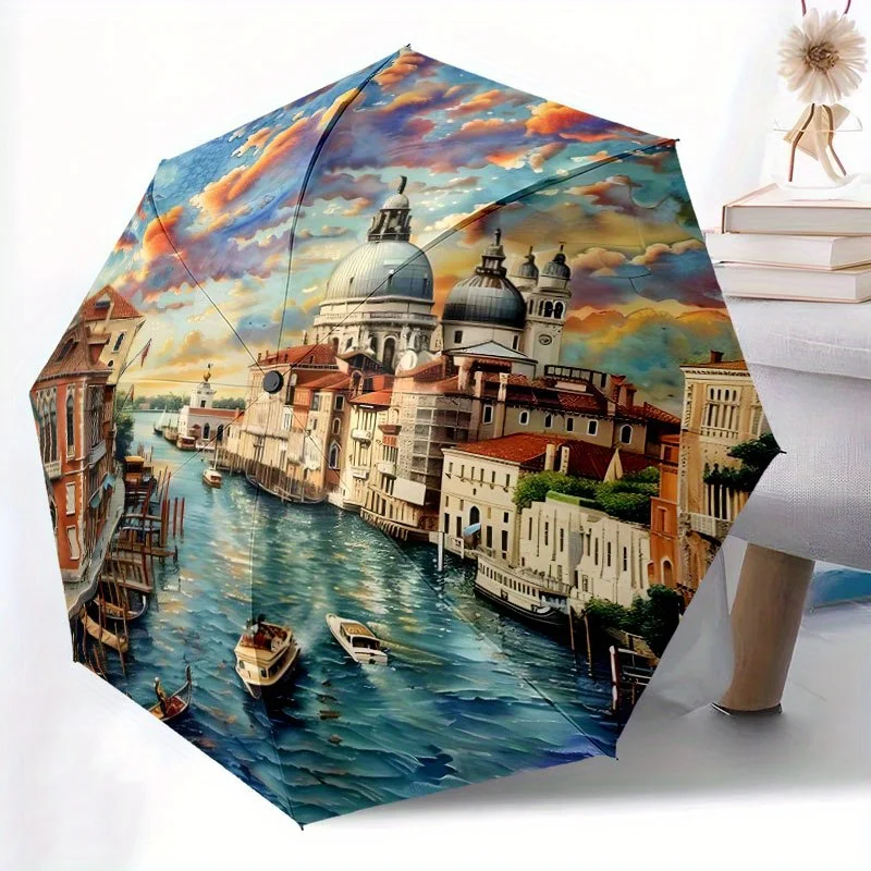 

Элегантный зонт в стиле масляной живописи, 8-спицевая прочная железная рама, идеально подходит для использования на открытом воздухе, для пляжа, путешествий, идеальный подарок на все сезоны.