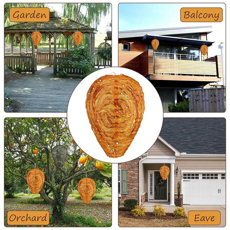 Waterproof Wasp Nest Decoys Hanging Hornet Deterrent Fake Fabric Wasp Nest Non-Toxic Decoy Deterrent For Home