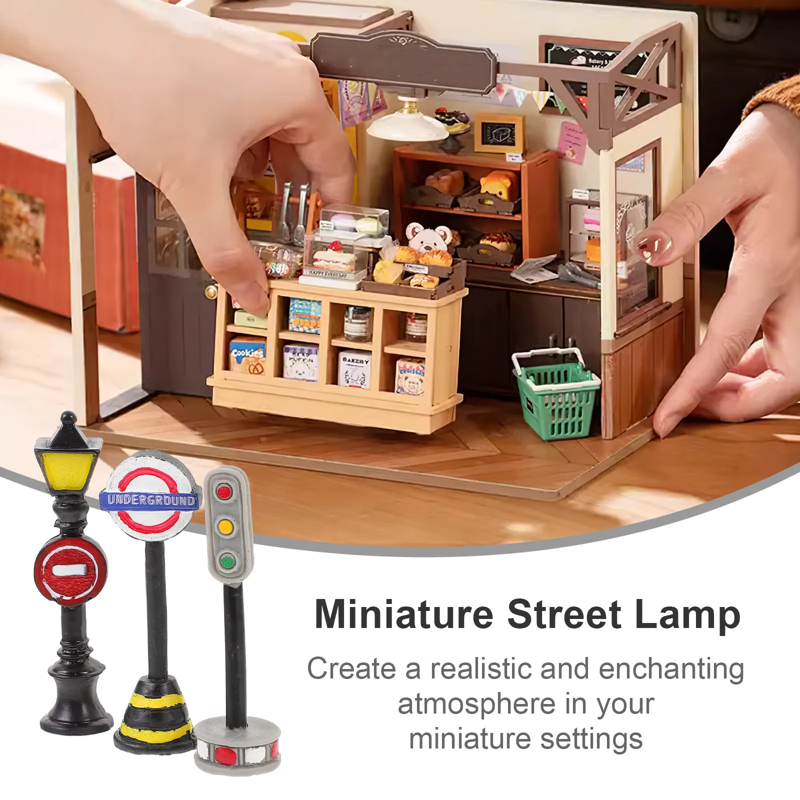 6Pcs Micro Landscape Street Lamp Set 1:12 Scale Mini Directional Sign Signal Light for Tiny House Miniature Scene Park Sand