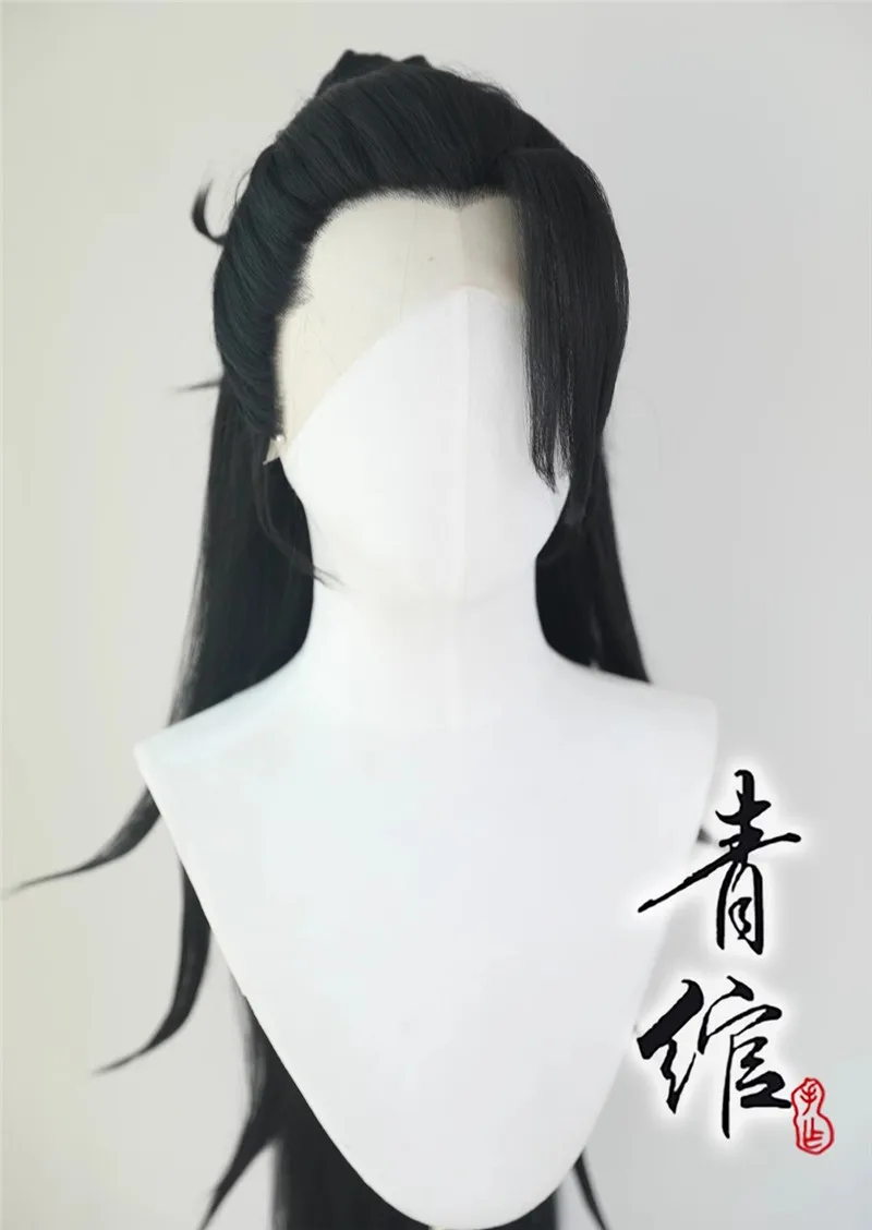 Styled Geto Suguru Cosplay Wigs Black Ancient Style Imitation Hand Hook COS Wig for Hanfu Halloween Party Performance Costume image 4