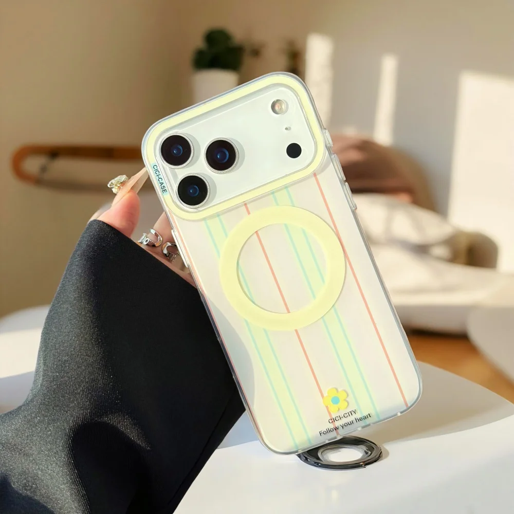 Casing INS Polka Dot 17 Pro Max Magnetic Fresh Grid Cover untuk iPhone 17 16 15 Pro Max 14 13 Magsafe Wireless Charging 17 Air Cases