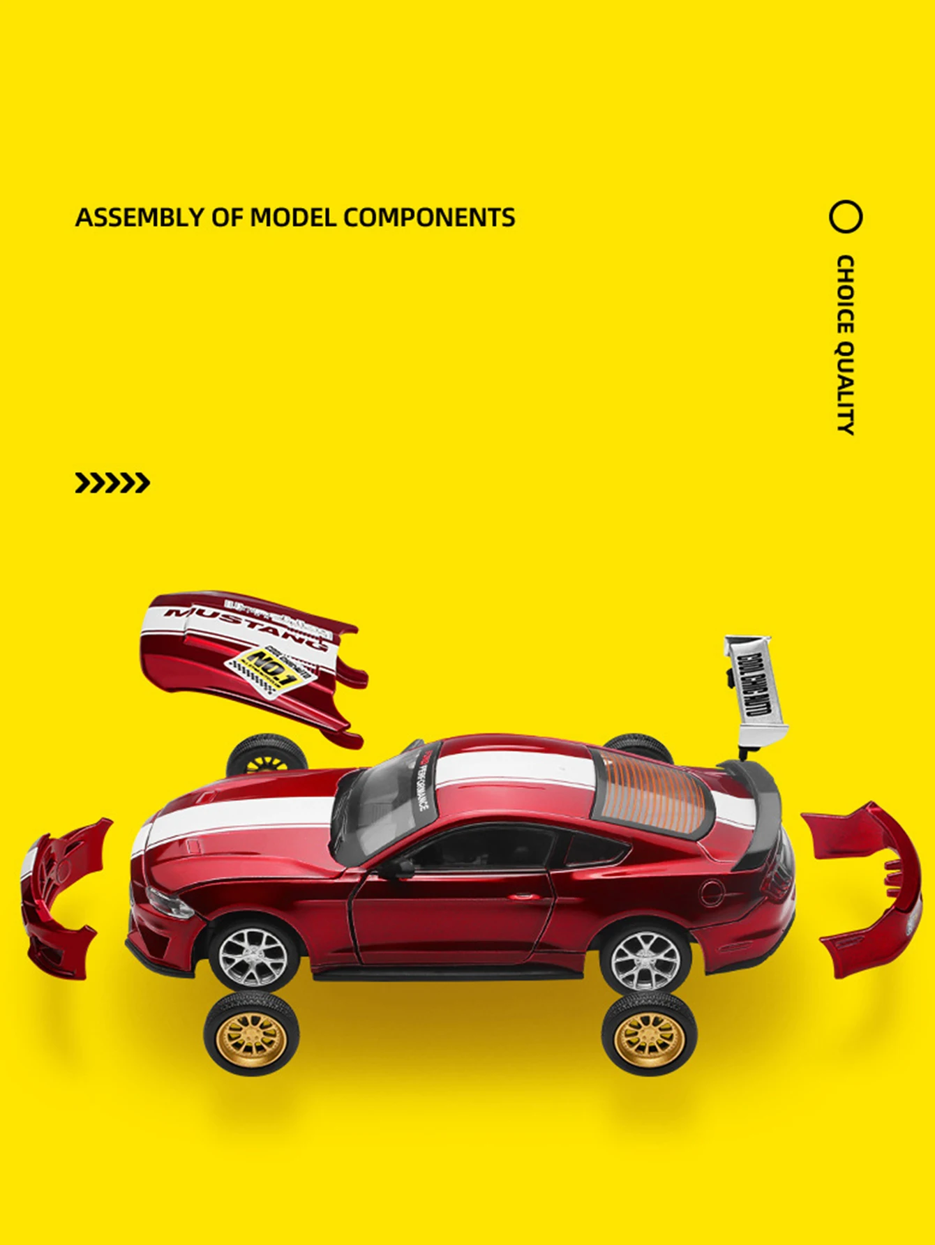 1: 42 simulação liga de zinco Ford Mustang GT2018 carro modificado, modelo estático, carro de presente colecionável de metal