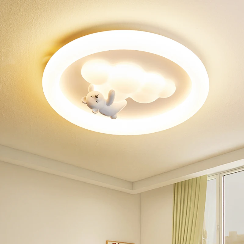 White Cloud Lamps Creative Sheep Bear Rabbit Panda Ceiling Light White Round PE Sconces Kids Boy Bedroom Chandelier Lights
