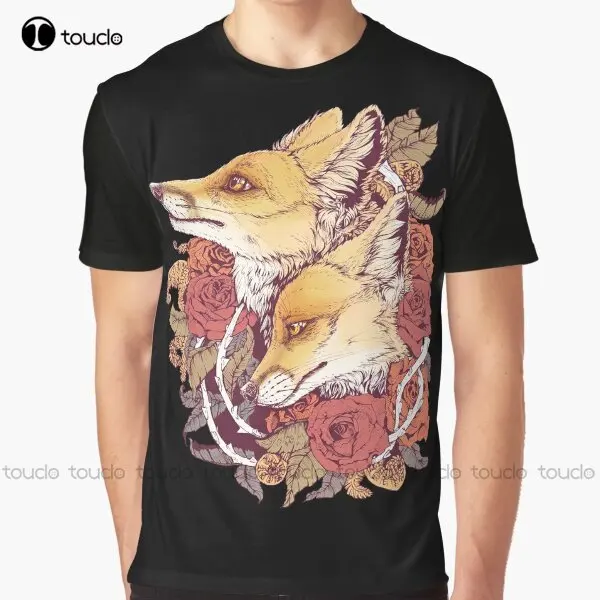 Red Fox Bloom Graphic T-Shirt Custom Aldult Teen Unisex Digital Printing Tee Shirts Custom Gift Xxs-5Xl Streetwear