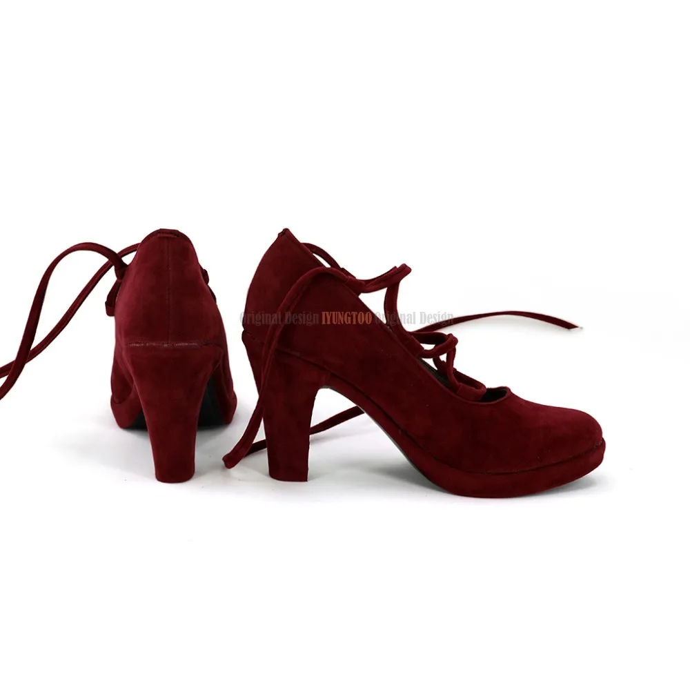 Queenie goldstein sapatos cosplay bestas fantásticas os crimes de grindelwald cosplay botas de salto alto sapatos vermelhos feitos sob encomenda