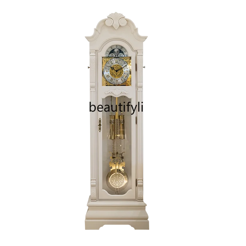 

Helmler French floor living room European-style villa retro desk clock vertical clock white pendulum clock