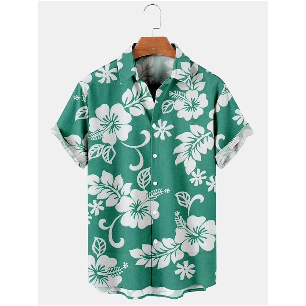 Hawaiian Male Social Floral Shirt For Blouse Men 3D Camisas Casuais Print Slim Fit Men\'s Street Casual Short Sleeve Clothing