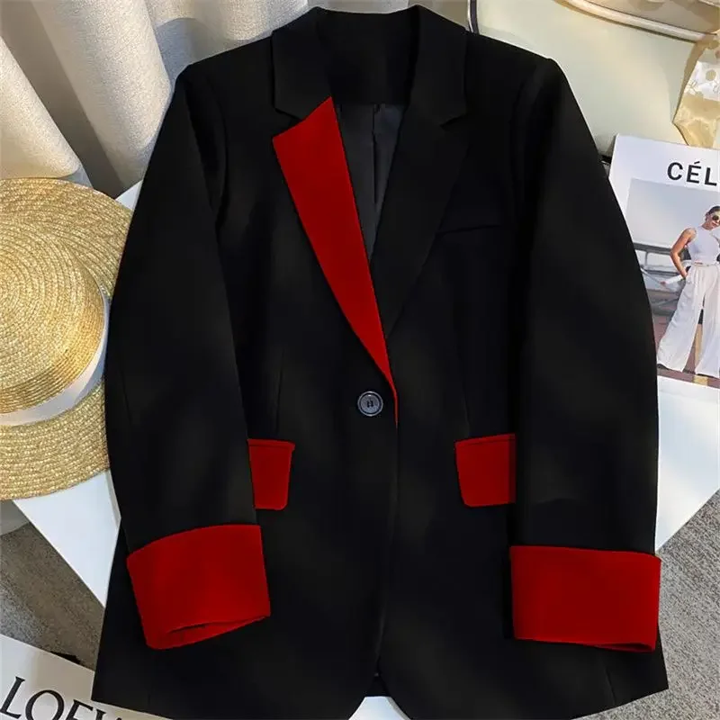 Splicing Spring Autumn High Quality Jacket Long Sleeve Outerwears Korean Fashion Coats for Women Elegant and Youth Blazer Woman