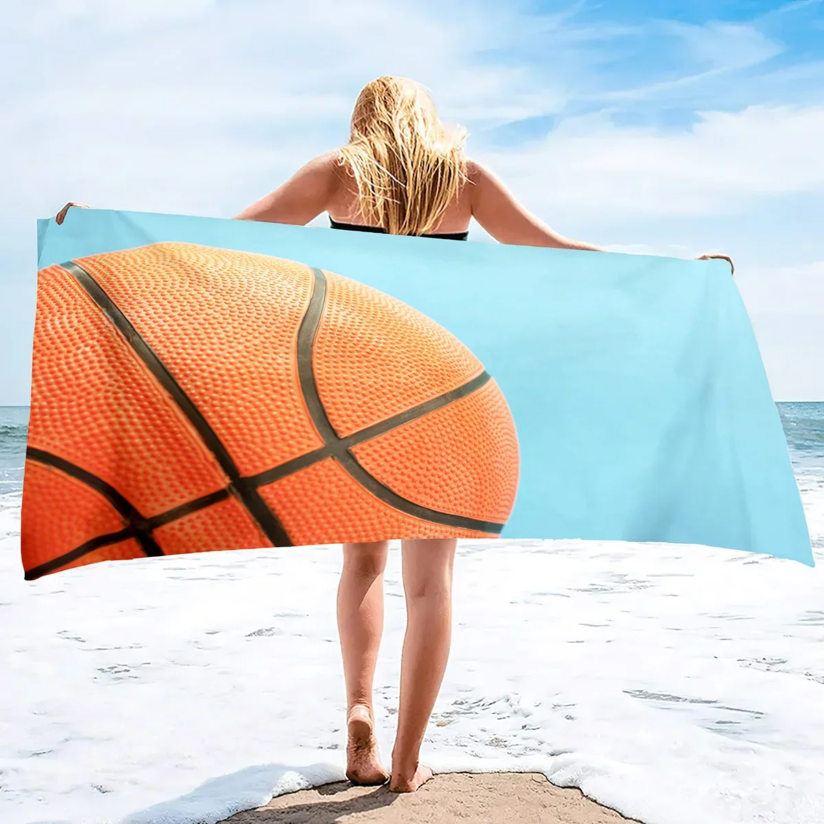Basketball Large Beach Towel,Soft and Quick Dry Oversized Bath  Soft Microfiber  for Sports Girls Teens Adults Men