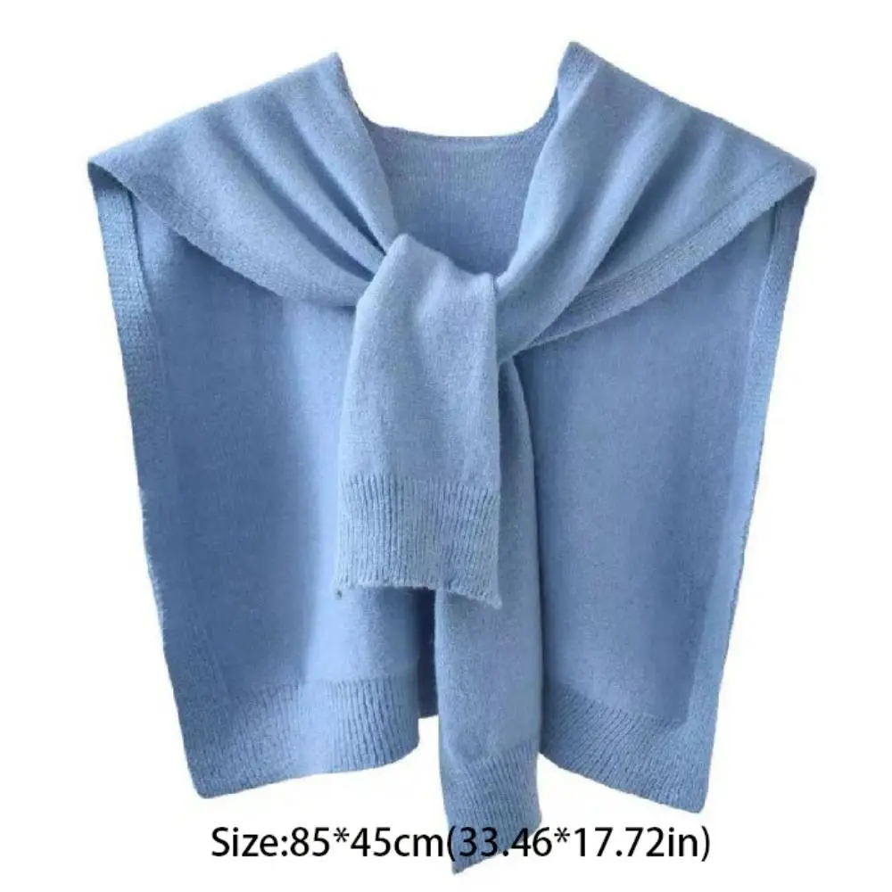 بلوزة بسيطة أكتاف شال محبوك كيب بلون متماسكة وشاح عباءة الكورية نمط الأوشحة الصوفية النساء #6