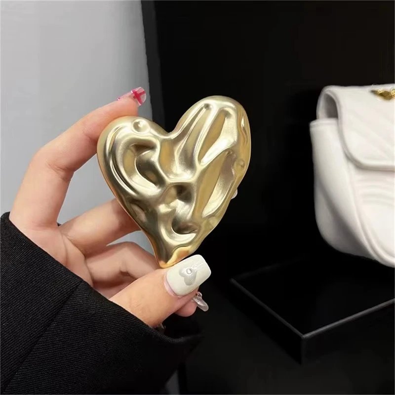 Luxury Metal Pleated Heart Bracket Phone Grip Tok Griptok Holder For iPhone Samsung Universal Accessories Stand Socket Holder