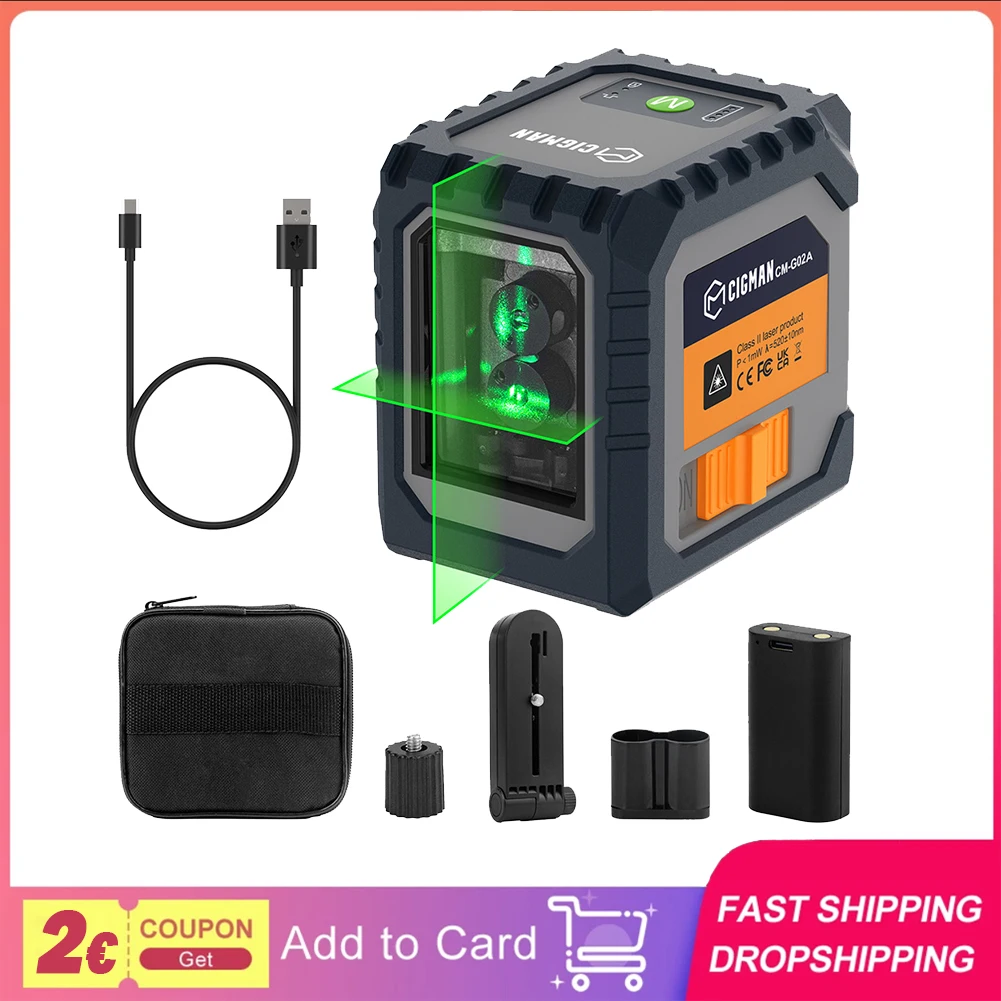 Cigman CM-G02A 2 linien laser ebene wählbare laser linien wiederauf ladbare batterie 100 ft