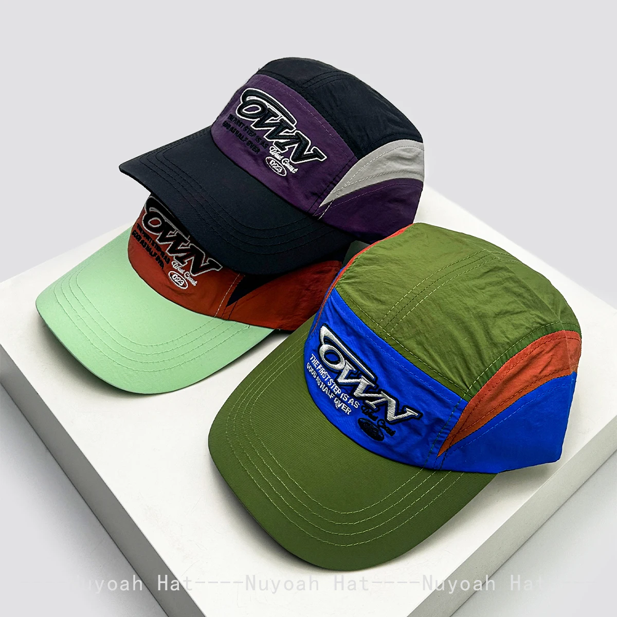 

New Men Women Color Block Embroidered OWN Letters Baseball Hats Sunshade Quick-dry Breathable Peaked Caps Versatile Fashion ins