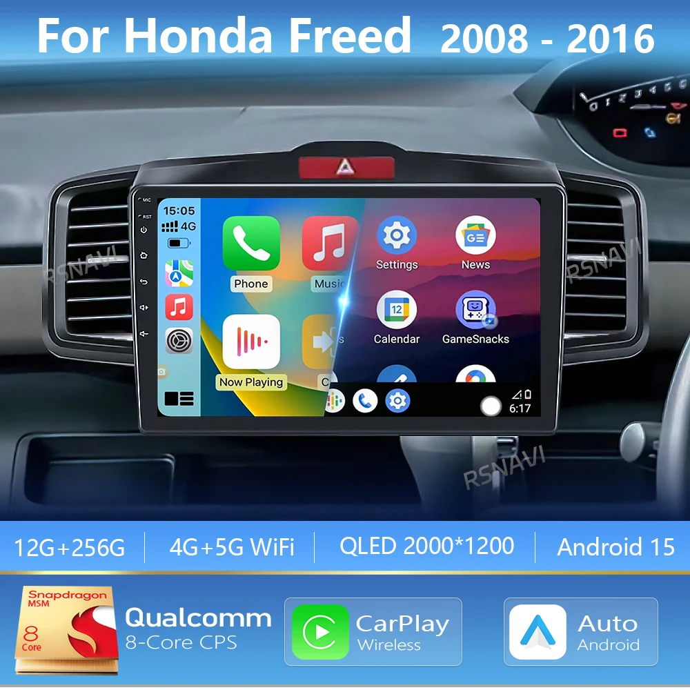

Android 16 Carplay Auto WIFI 2K Screen Car Intelligent Systems Player For Honda Freed 2008-2016 Autoradio Stereo 2Din Head Unit