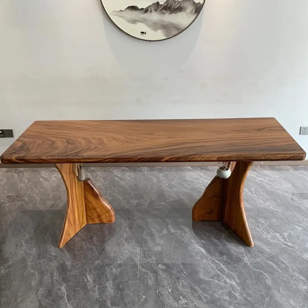 الجوز فراشة قوس قوس لوحة كبيرة أرجل طاولة الشاي خشب متين طاولة طعام المنزل ترايبود الحديثة بسيطة سجل الدعم