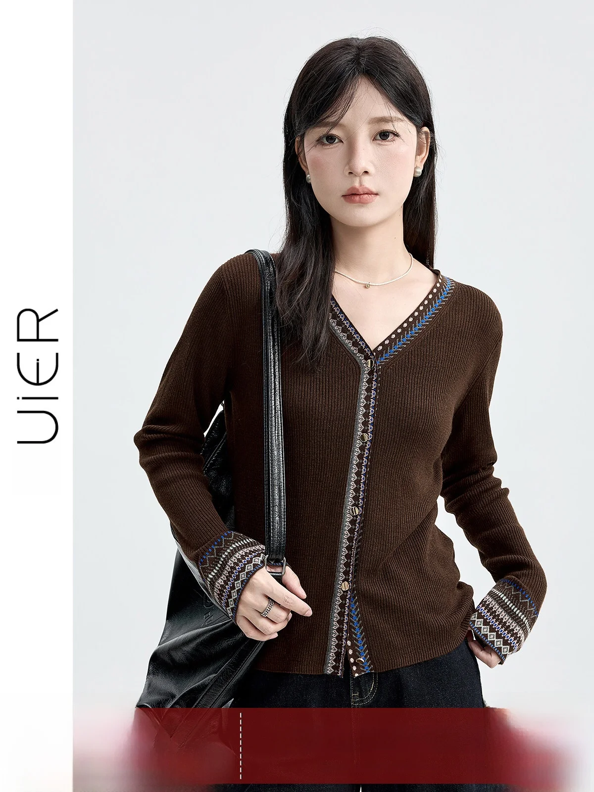 

Женский вязаный кардиган Guierv с V-образным вырезом, приталенный, осенний, новый, в стиле ретро, с вышивкой, модный, для повседневной носки