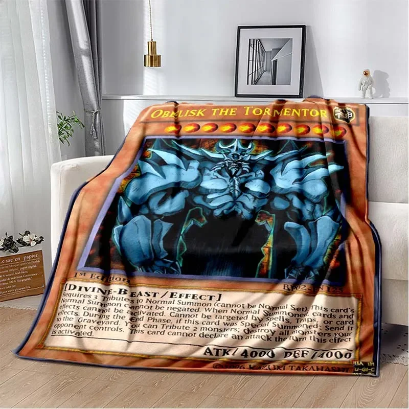 Anime Yu Gi Oh Card Flannel Warm Blanket Blue Eyes White Dragon Anime Cartoon Soft Plush Blanket Bedroom Bedspread Home Decor