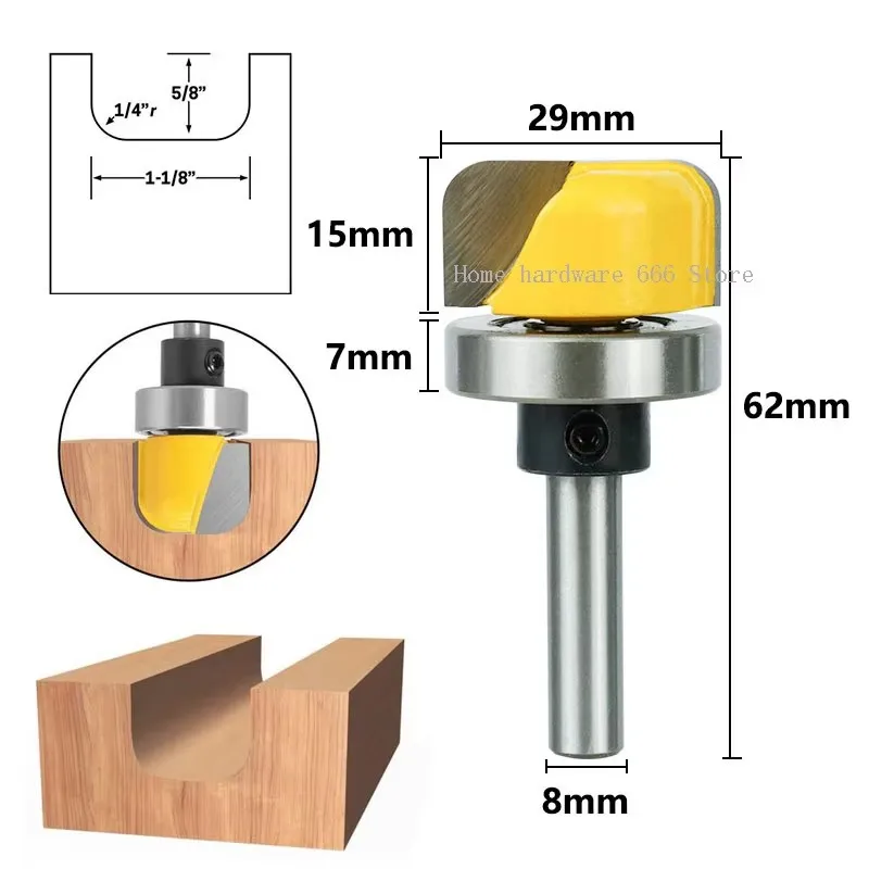 New 8MM Imitation Deep Round Bottom Line Knife Woodworking Milling Cutter Tool