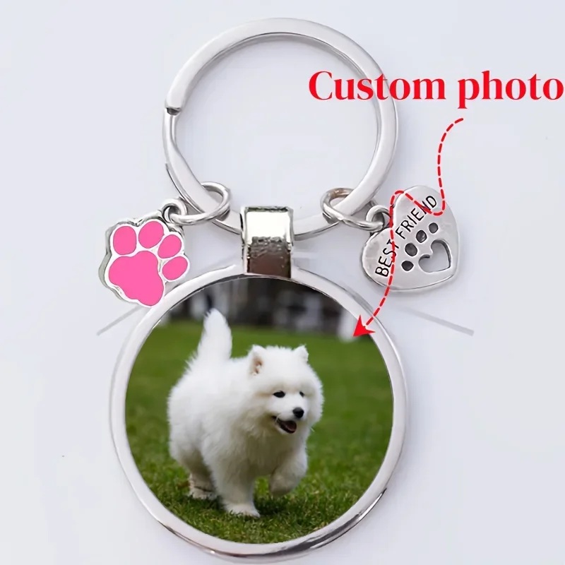 Custom Pet Photo Keychain Customized Picture Premium Dog Cat Tag Pendant Personalized Pet Key Chain Memorial Gift for Pet Lovers