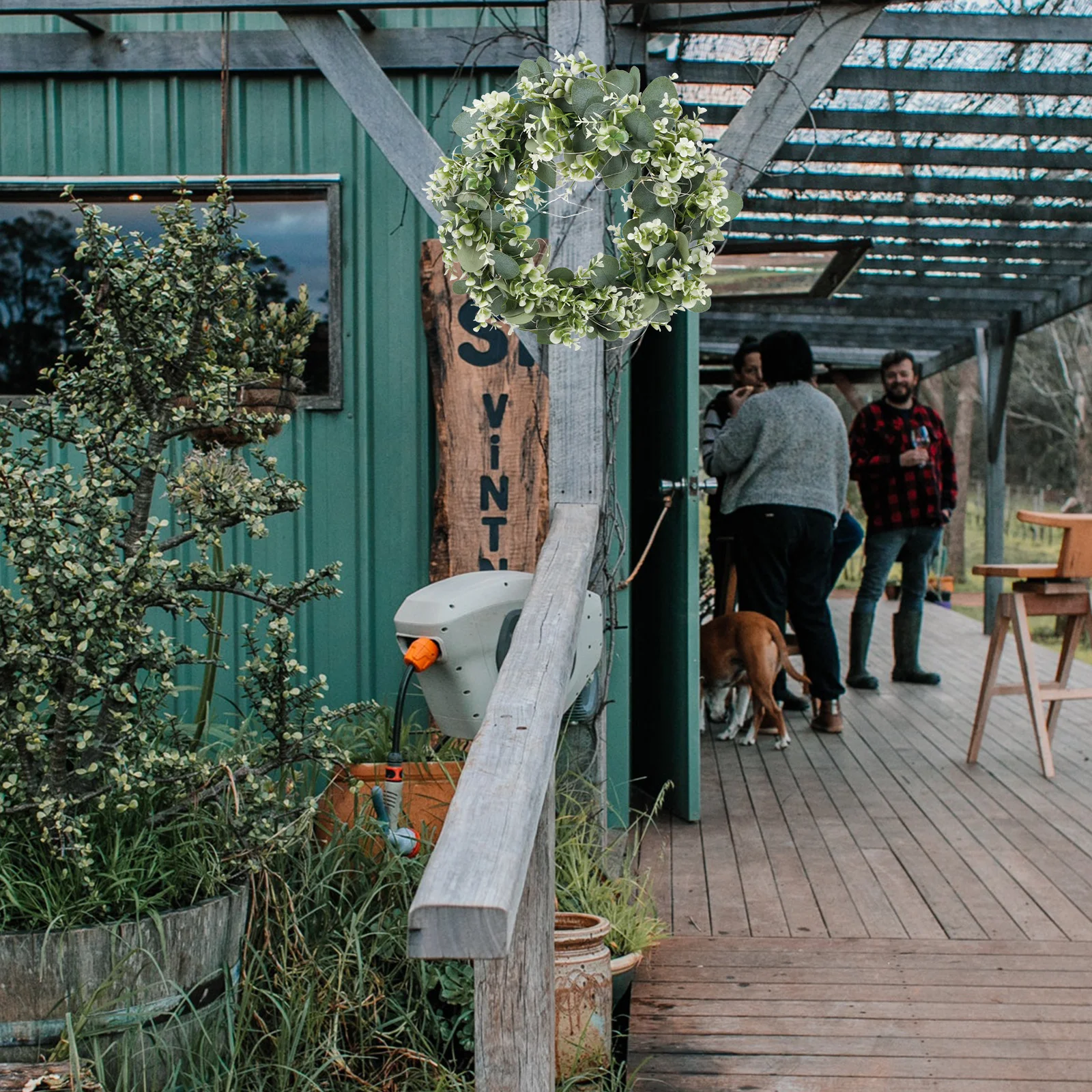 

Eucalyptus Leaf Wreath 1Pcs Luminous Household Decor Realistic Simulation Plants Hanging Garland Elegant Door Wall Party