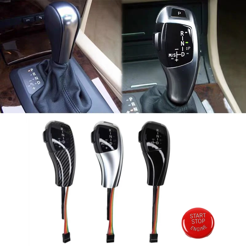 LHD ABS Electronic Gear Shift Knob Led Indicator Engine Start Button For Bmw 3 Series E90 E91 2005-2012 5 Series E60 2003-2007