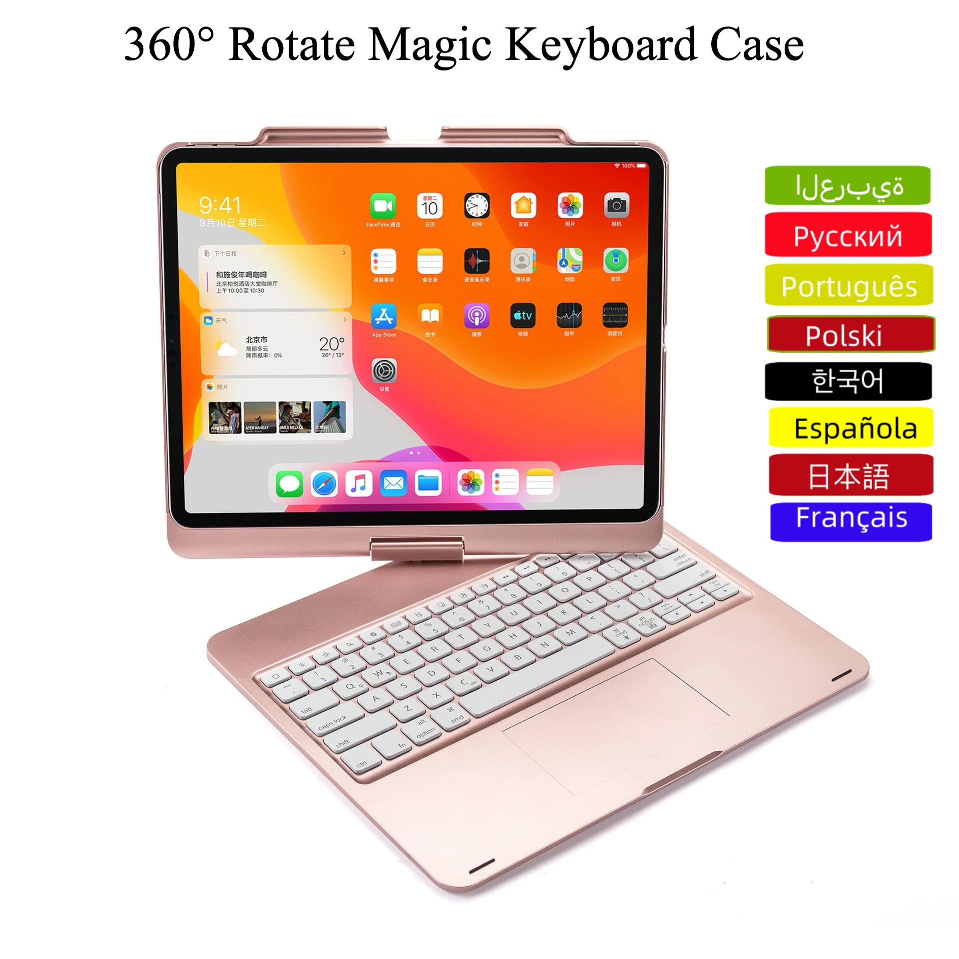 

360 Degree Magic Keyboard Case for IPad Pro13 2024 M4 Air13 11 2024 M2 Pro12.9 11 IPad 10.5 10.2 7/8/9 10th Air4 5 10.9 Funda