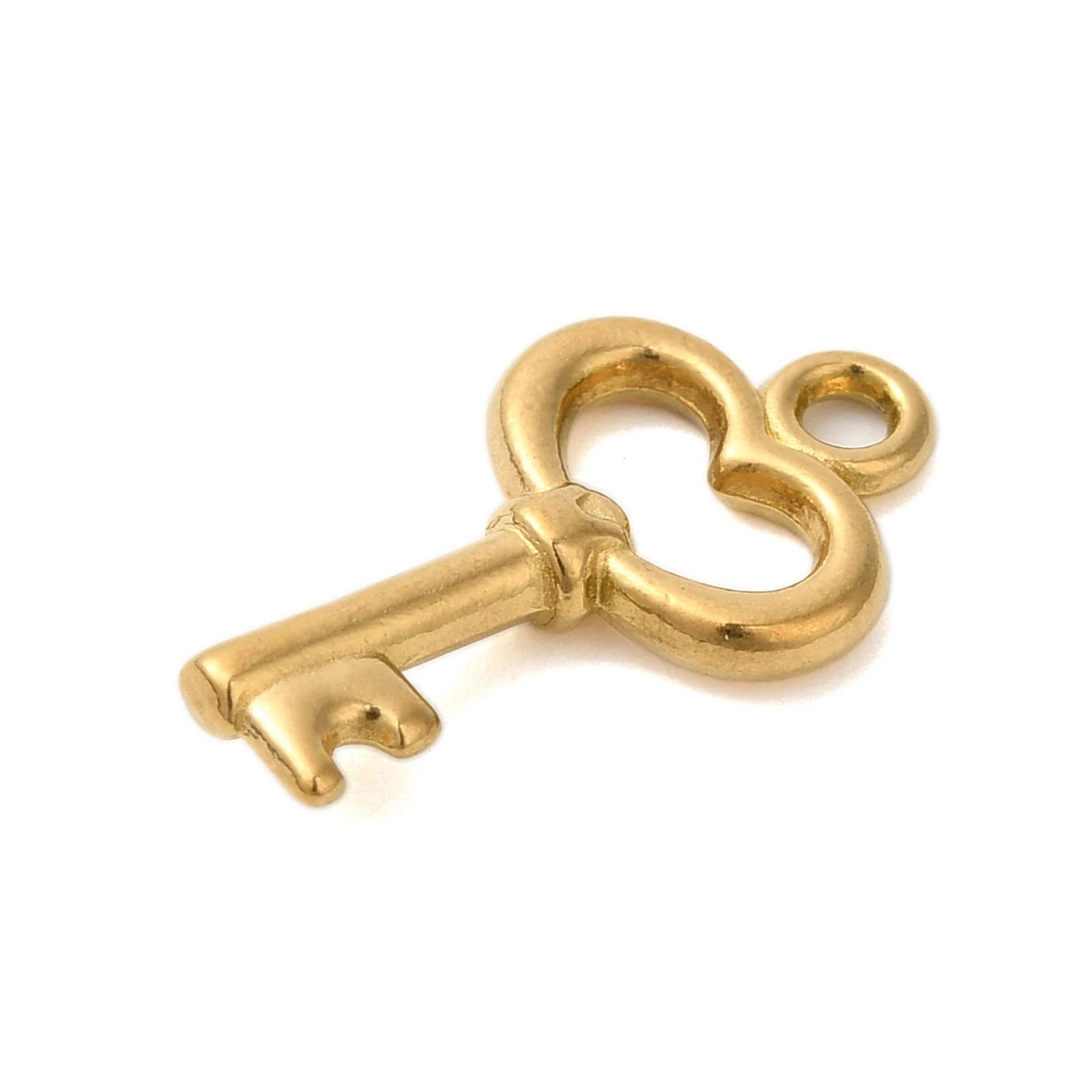 20pcs Heart Key Charm 304 Stainless Steel Pendants Real 18K Gold Plated for Couple DIY Necklace Bracelet Accessories Crafts