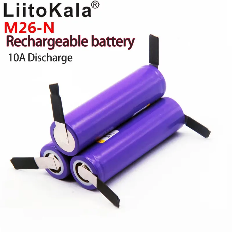 Nuevo 100% Original LiitoKala M26 18650 2600mah batería recargable de iones de litio 10A batería de seguridad para cigarrillo electrónico Scooter M26-N
