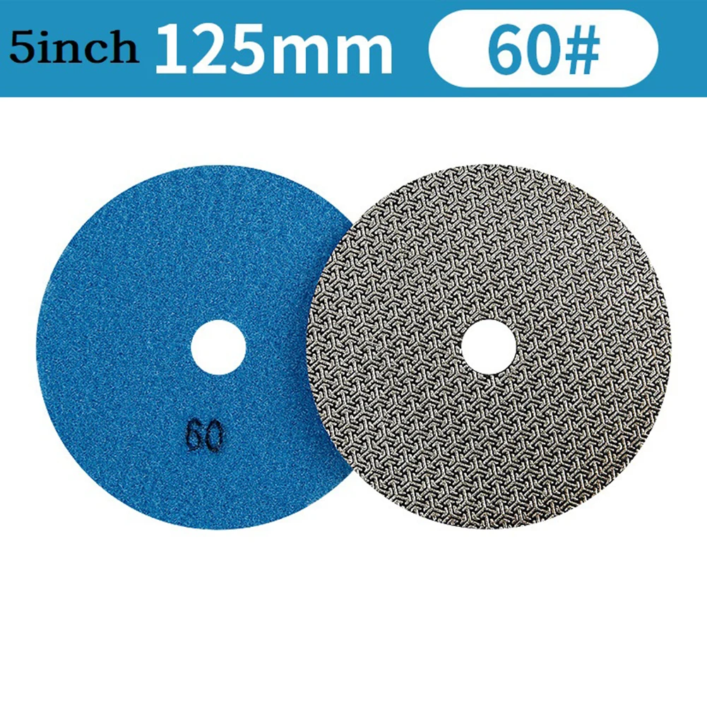 

New Practical Glass Granite Polishing Pad Buffing Sheet 125mm 5inch 60 100 200 400 Grit Diamond Dry Electroplated