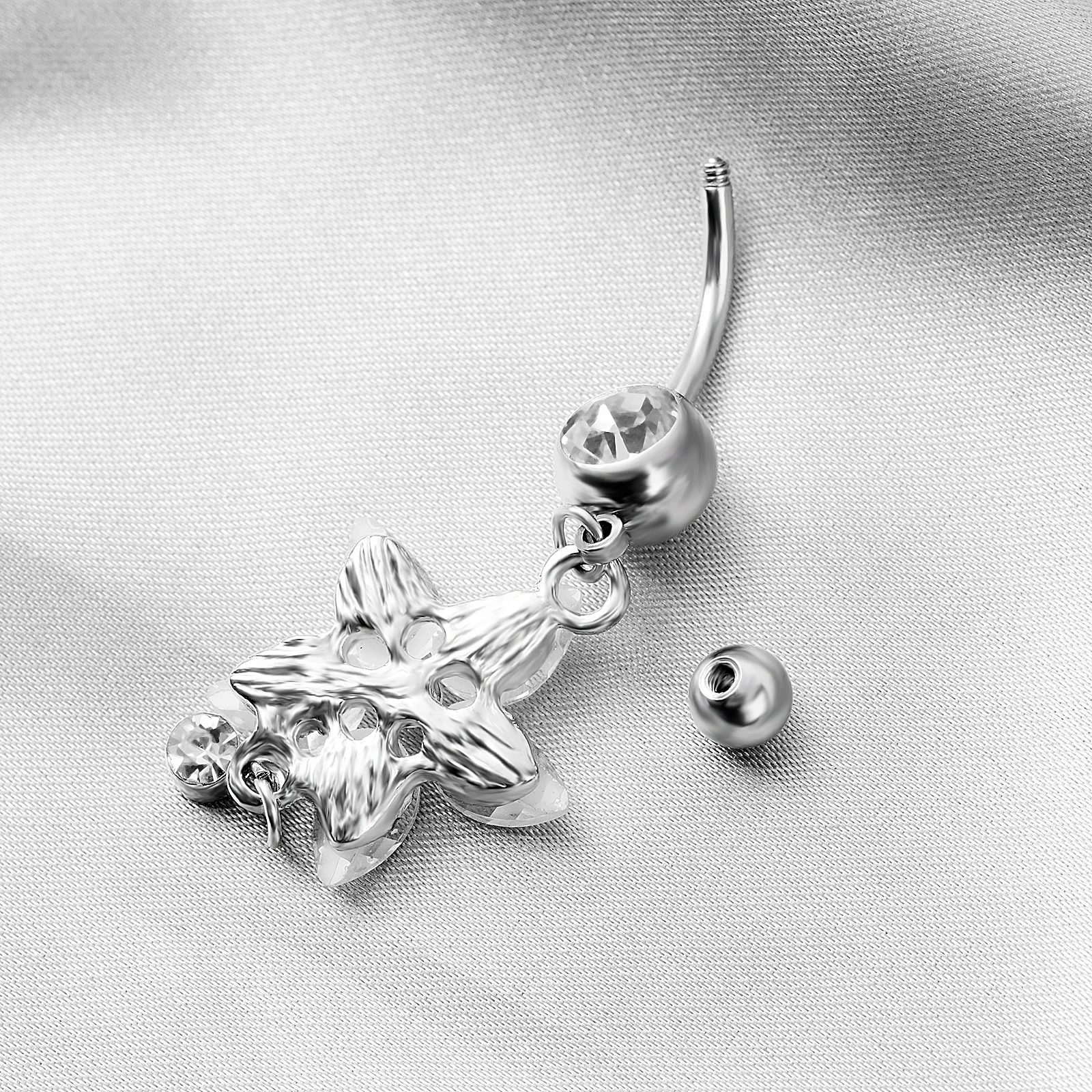 1PC Sexy Stainless Steel Belly Button Piercing Cherry Blossom Belly Button Nail Flower Belly Button Ring Cute Piercing Jewelry