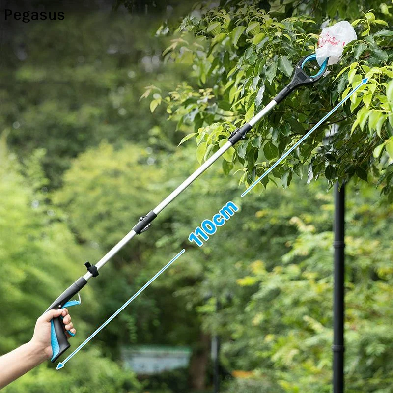 [S]Foldable Litter Picker Grabber Tool Lightweight Wide Claw Trash Reacher Collapsible Garbage Pickup Stick For Garden Bathroom