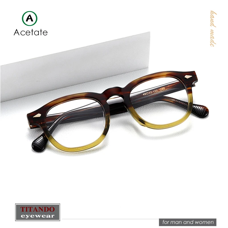 

Классическая ретро квадратная оправа для очков Wellington, двухцветная ацетатная оправа ручной работы, TVR504 для унисекс, размер 48-22-140